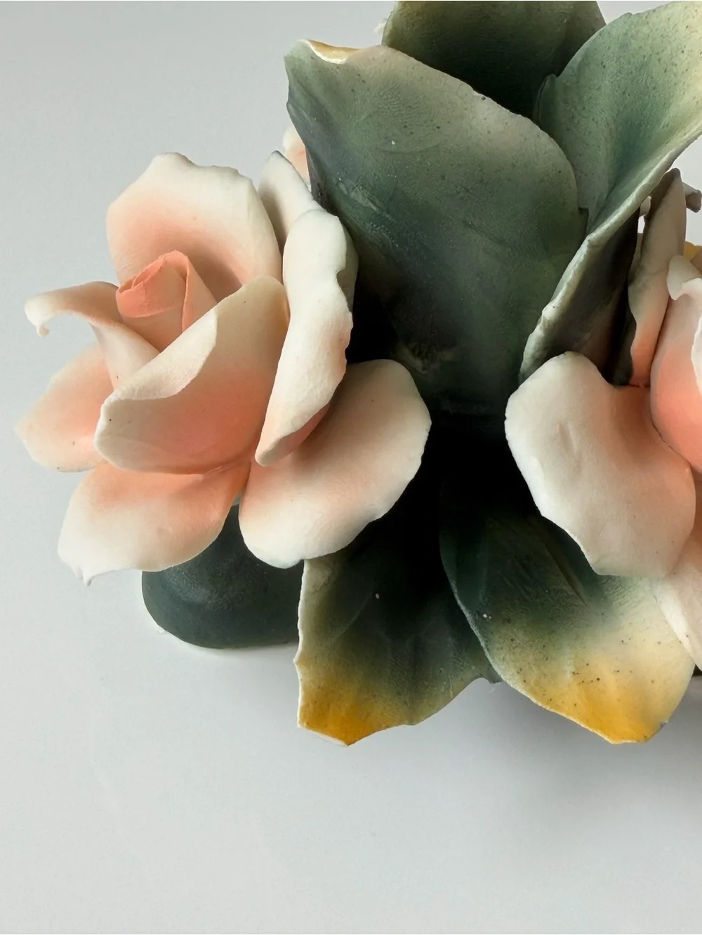 Vintage Capodimonte 1987 for Arnart Fine Ceramic Rose Taper Candle Holder -Italy